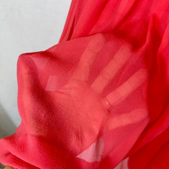 Donna Morgan Coral Orange 100% Silk Chiffon Sleeveless Event Dress Size 10 - Picture 8 of 13